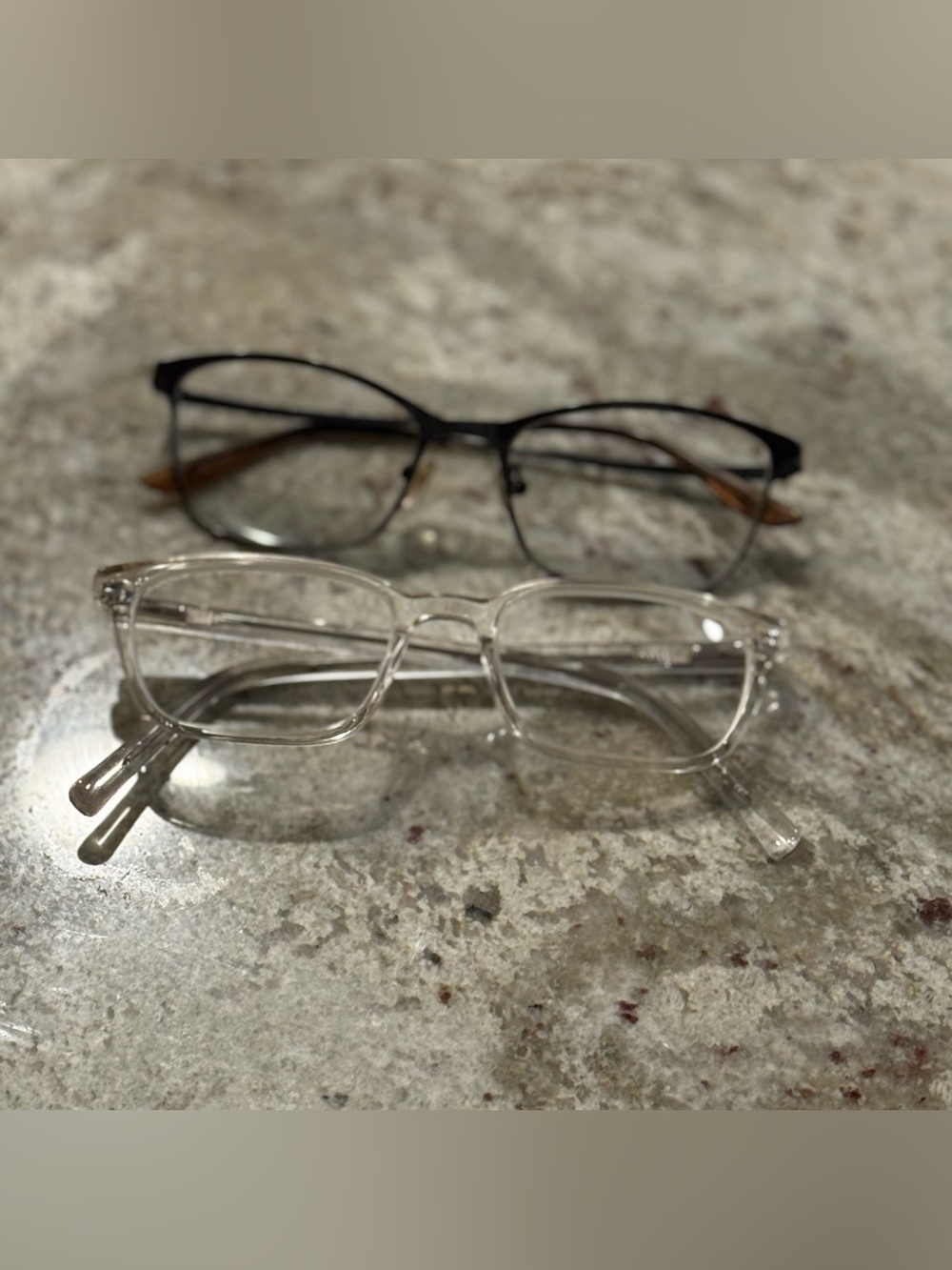 Clear and Brown Frame Women's Prescription OD: -1.75 OS: -1.25 Eyeglasses